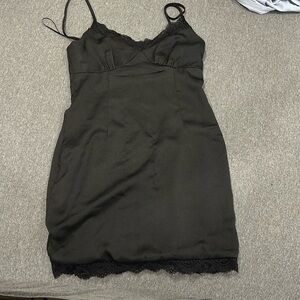 Princess Polly - Black Mini Dress w Lace Trim - Size US 2